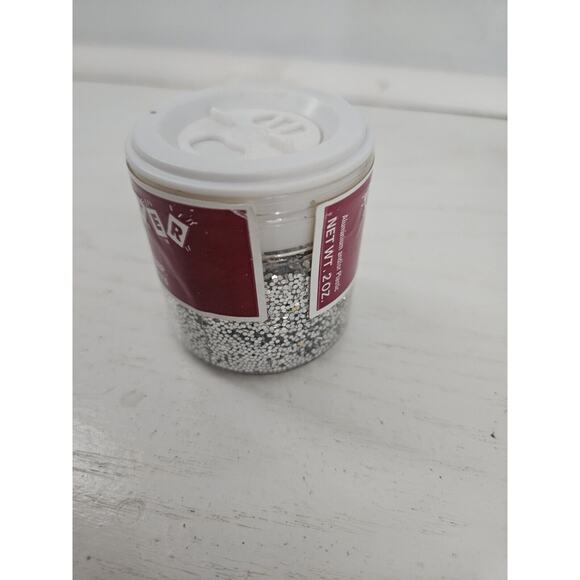 Vintage Glitter Glitterex Corp 2oz Silver Made In USA Open 95% Full - Picture 3 of 7